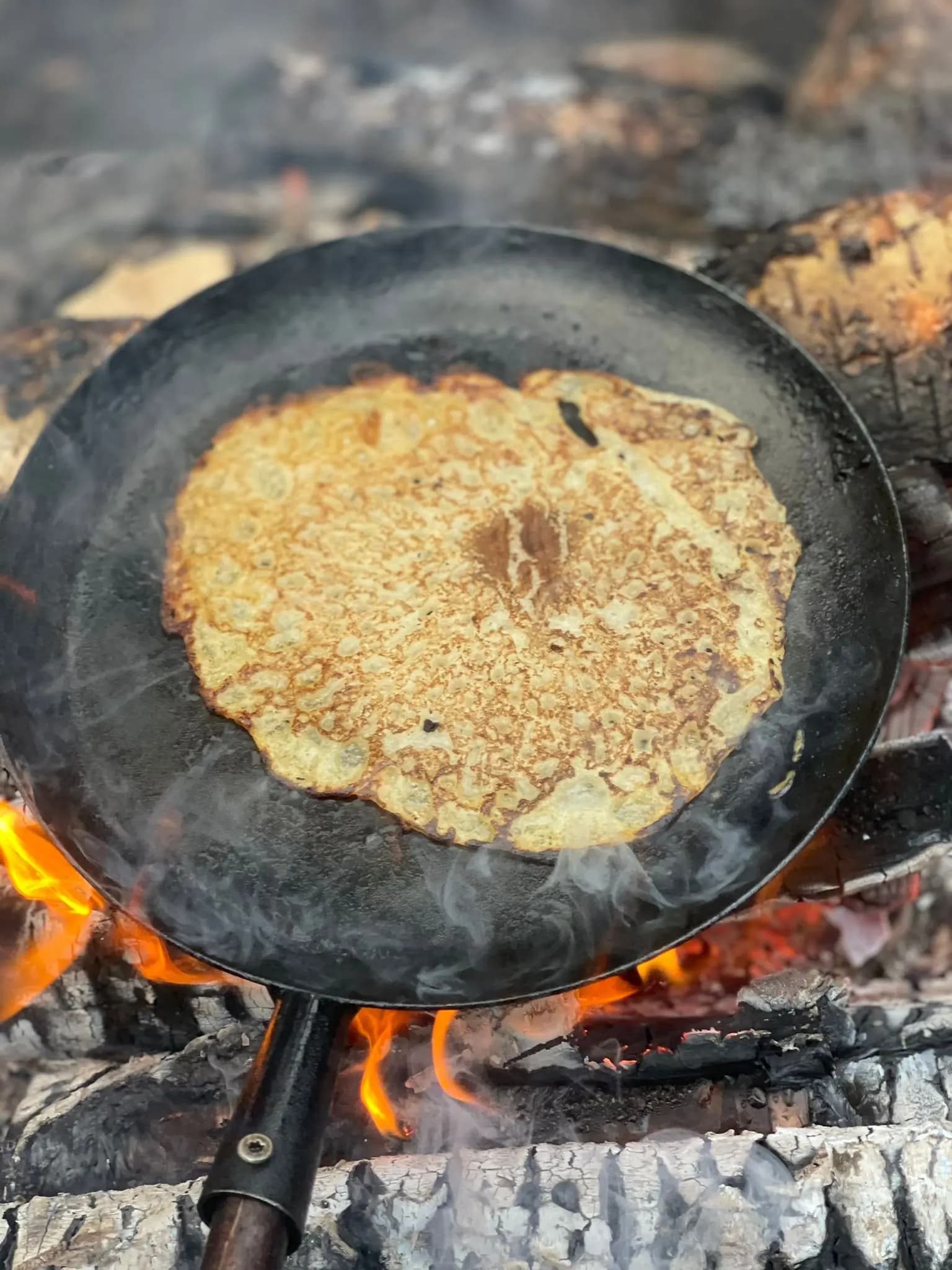 Crepe being made on open fire