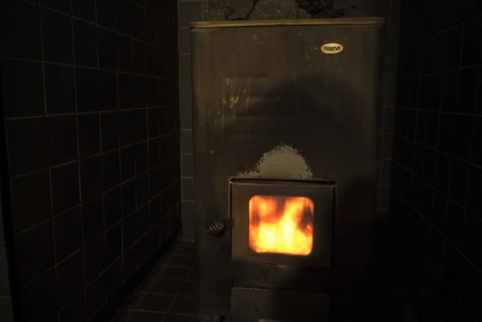 Traditional wooden sauna stove