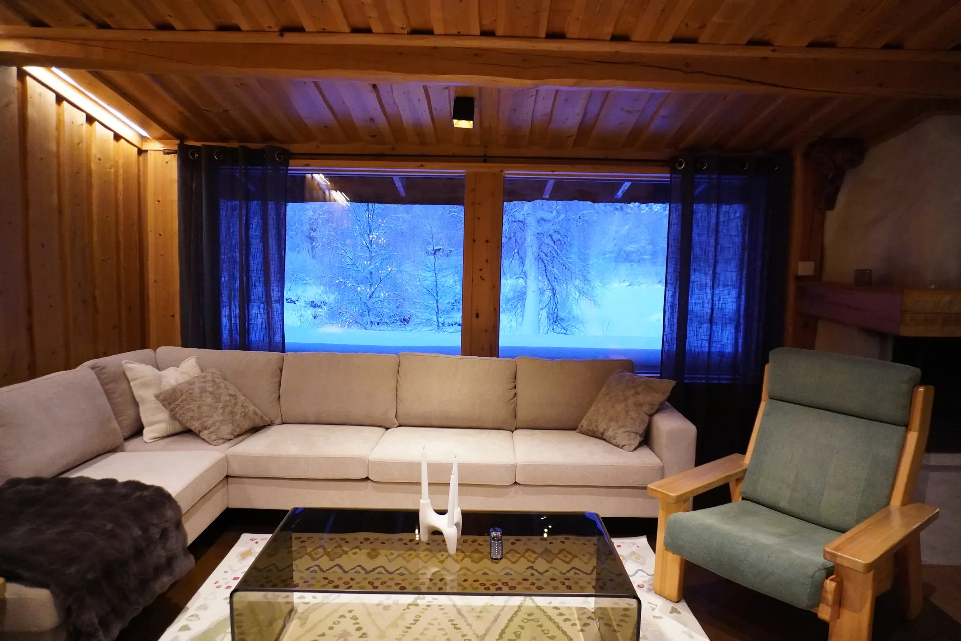 Living room with window views