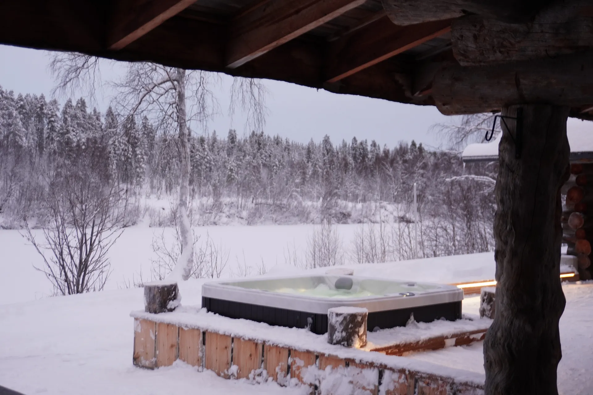 Outdoor hot tub on terrace