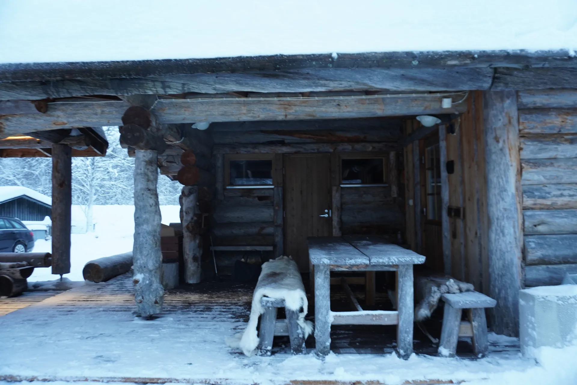 Outdoor log table