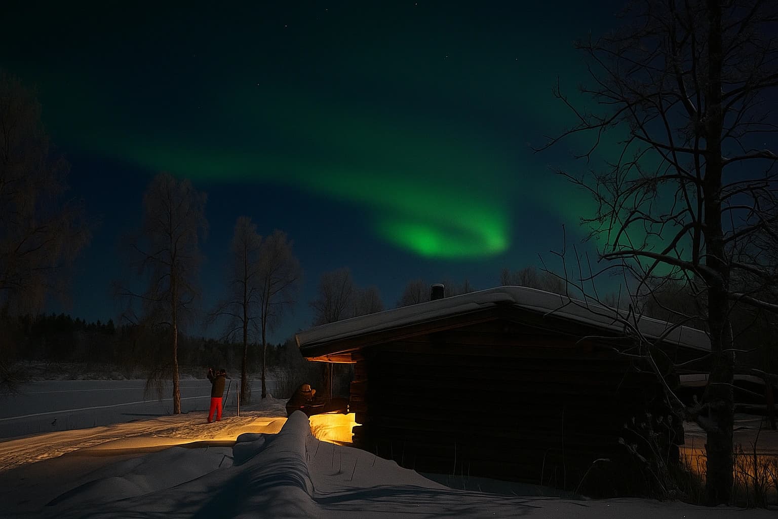 Private villa in Lapland wilderness with Northern Lights