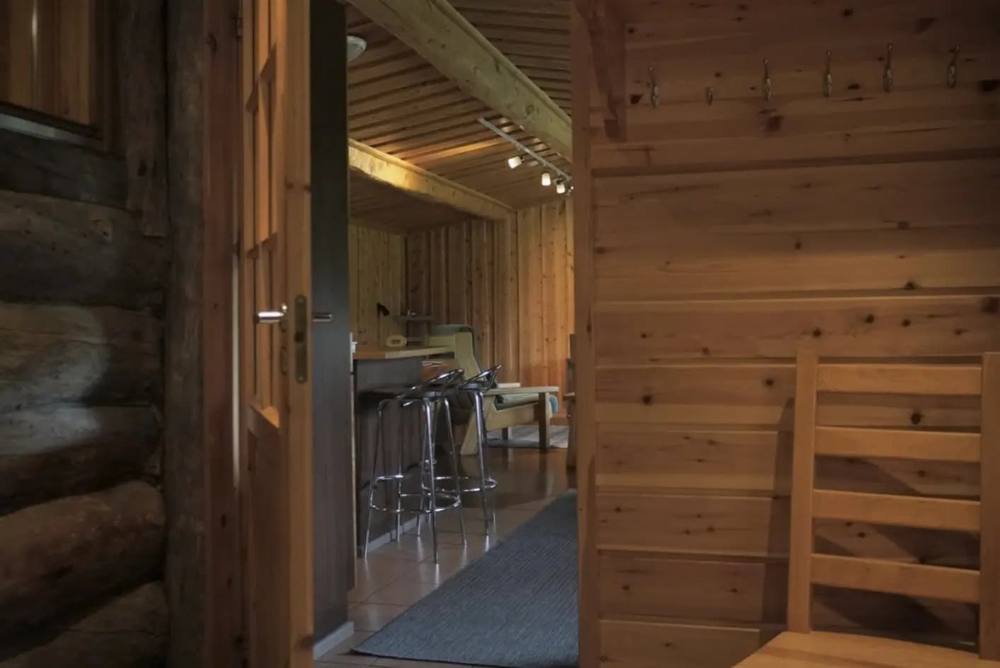Kitchen and living room view from lobby